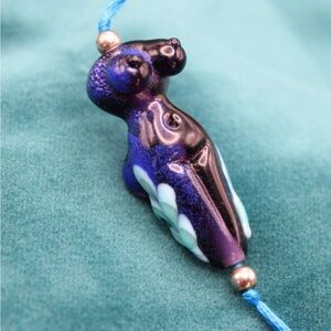 Handmade Lampwork Goddess Earth Mama Focal Bead Set Nude Woman Cobalt Pendant